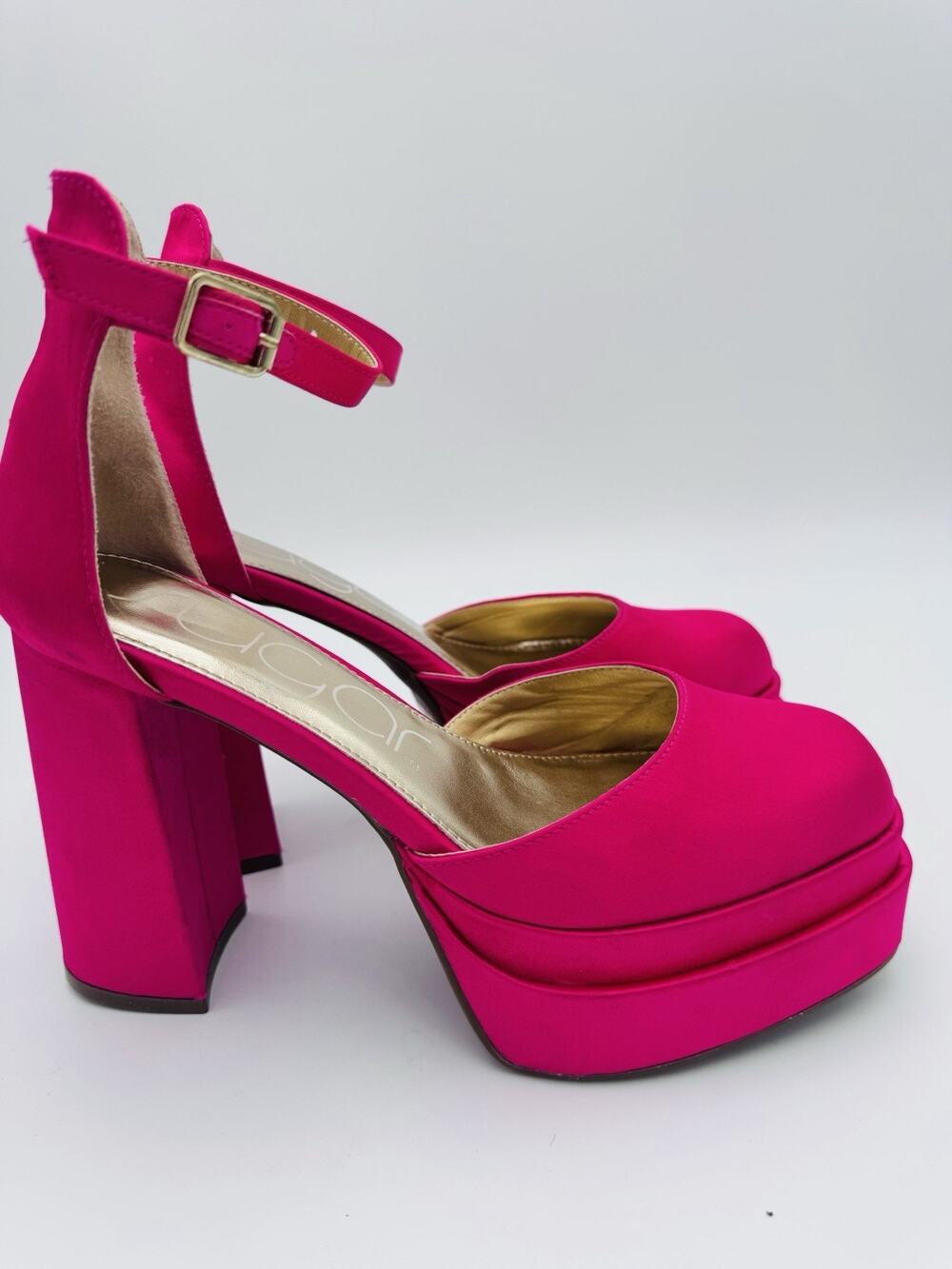 Sugar Hot Pink Platform Block Heel Ankle Strap Heels Women’s Size 7.5